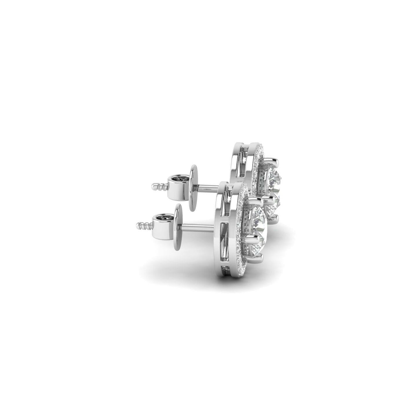 14K Gold Studded Tw 2.528 E Color VS1 Clarity Carat Lab Grown Diamond Studs.